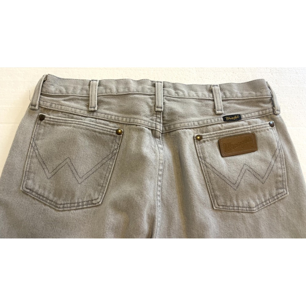 Vintage 80's WRANGLER 35x36 13MZPG Cowboy Cut Western Light Gray Wash Denim